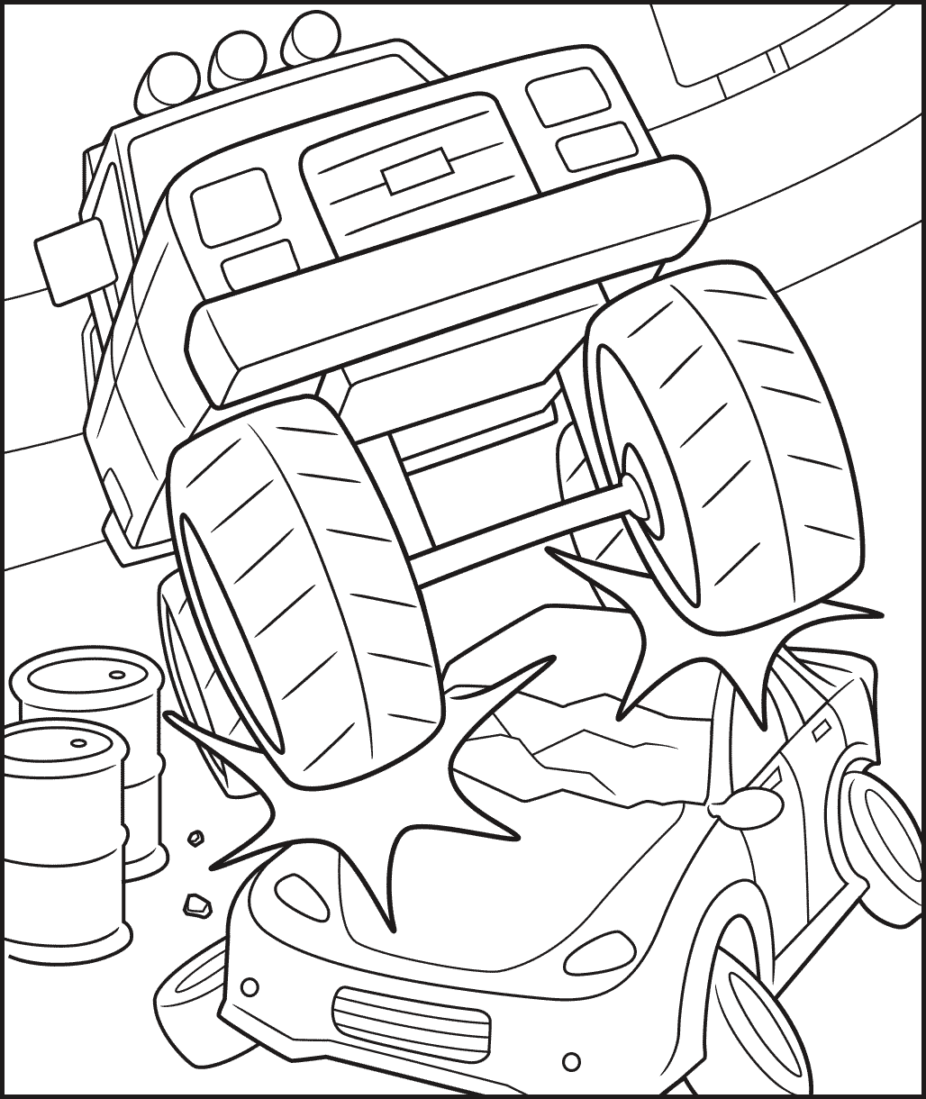 Monster Truck Crushing a Car