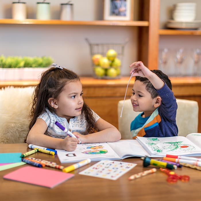 Preschool kids being creative