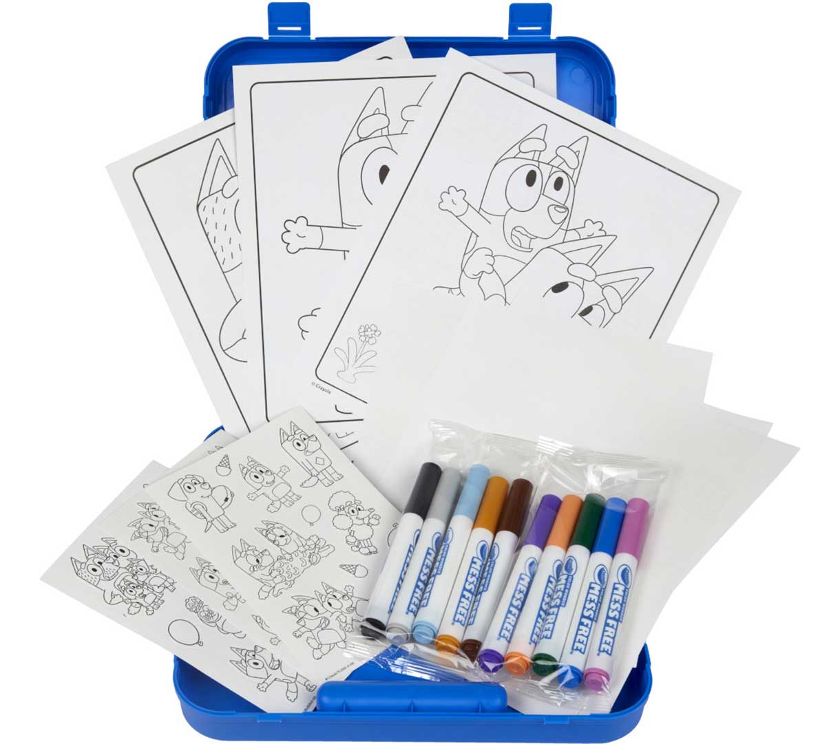 Color Wonder Mess Free Activity Kit  Bluey. Contents inside of open storage box.