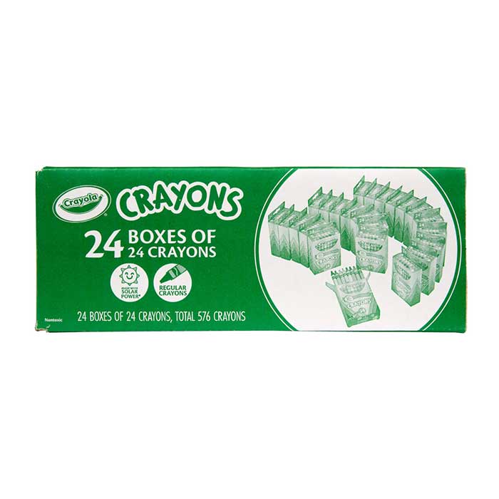 Bulk 24 Box Classpack of 24 Crayons front view.