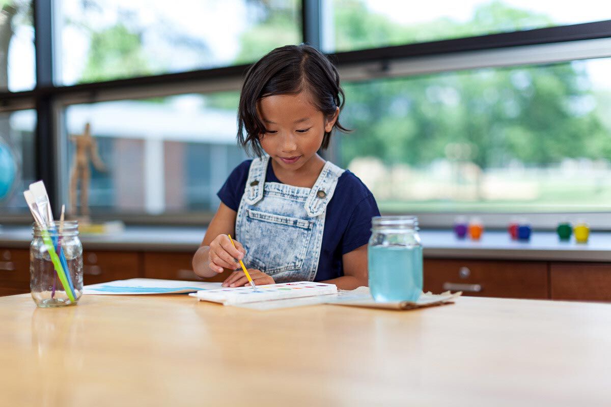 Girl painting with Watercolors Classpack, 24 Count 8 Colors.