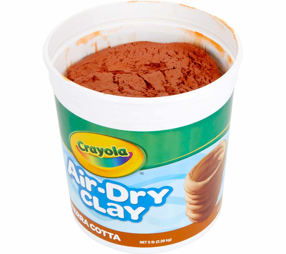 5lb Air Dry Clay Resealable Bucket - Terra Cotta inside view of bucket with contents.