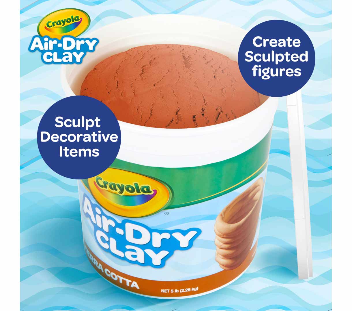 5lb Air Dry Clay Resealable Bucket - Terra Cotta. Create sculpted figures. sculpt decorative items.