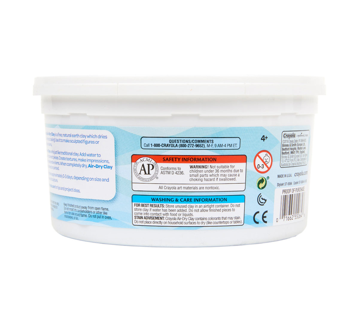 Terra Cotta Air Dry Clay Tub  25lb Reusable Bucket back view