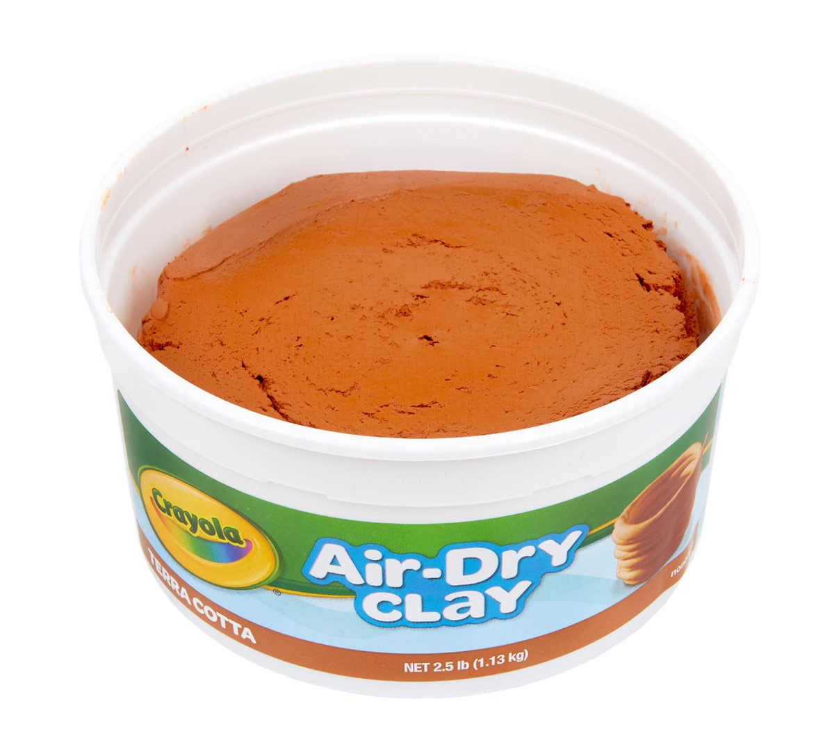 Terra Cotta Air Dry Clay Tub  2.5lb Reusable Bucket open top view