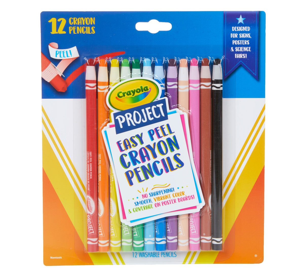 Project Easy Peel Crayon Pencils front view