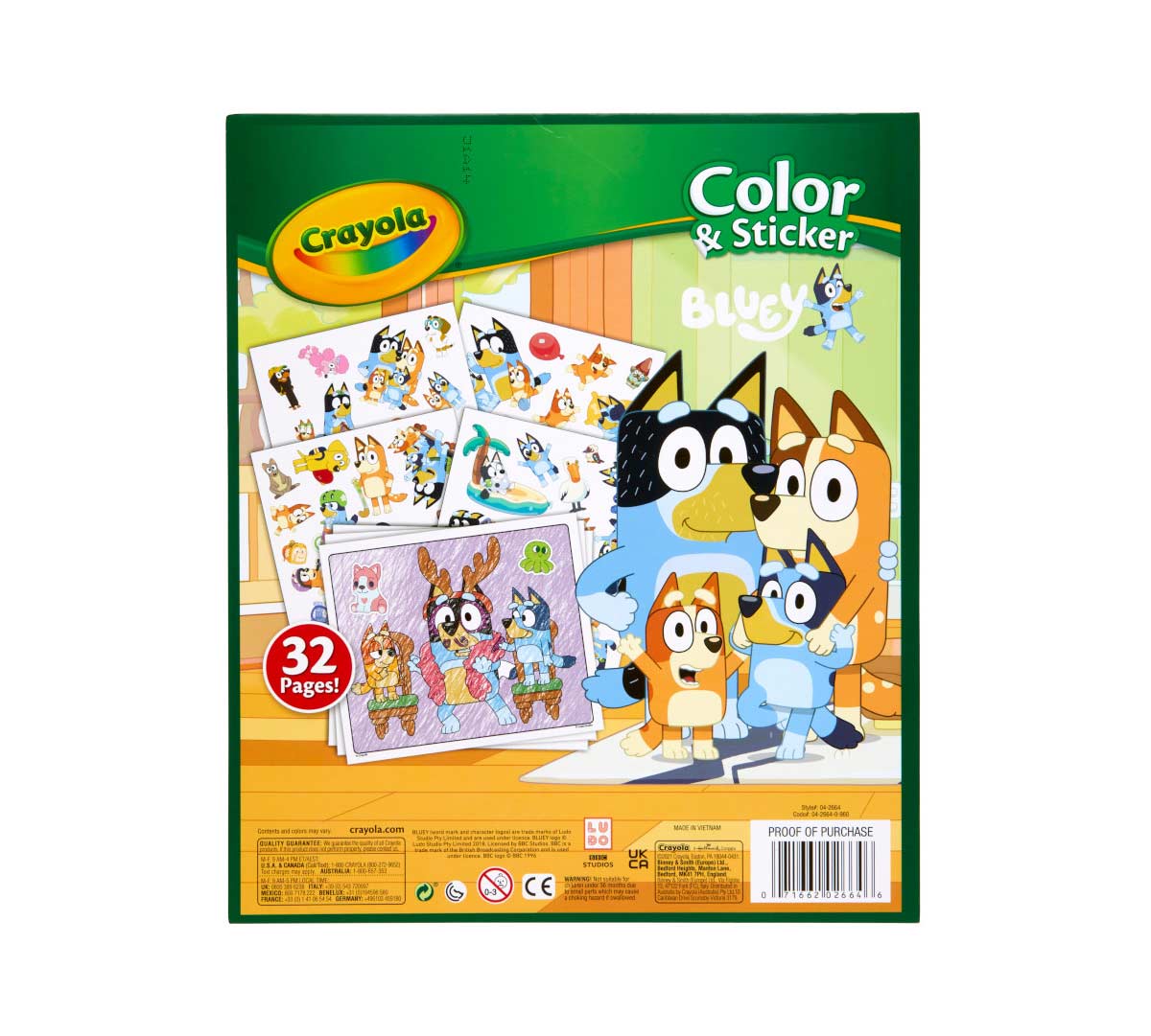 Bluey Color & Sticker Activity Book back view