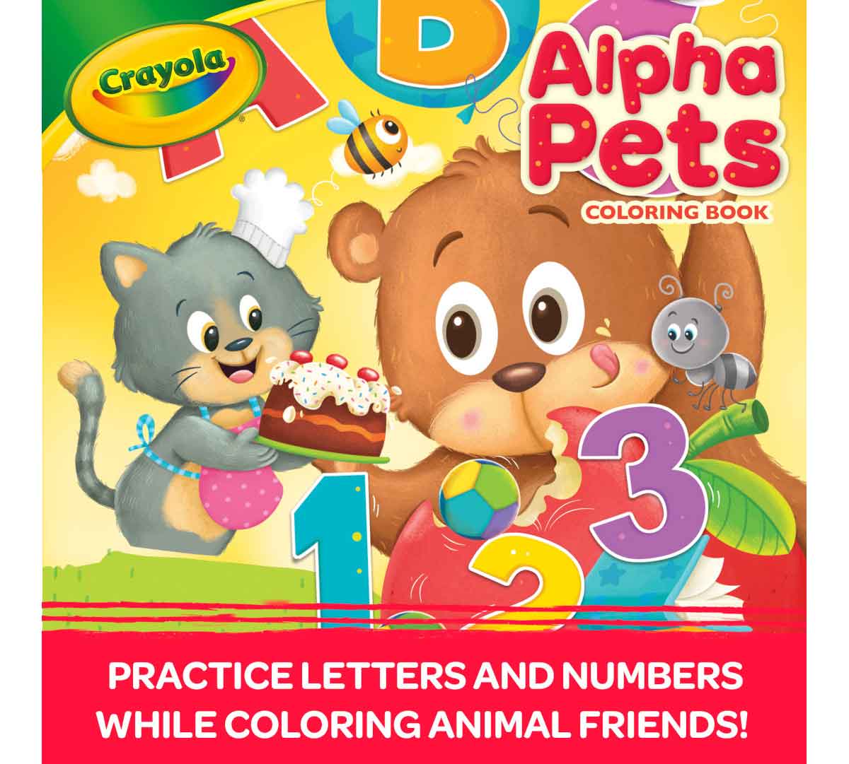 Alpha Pets Coloring Book. Practice letters and numbers while coloring animal friends.