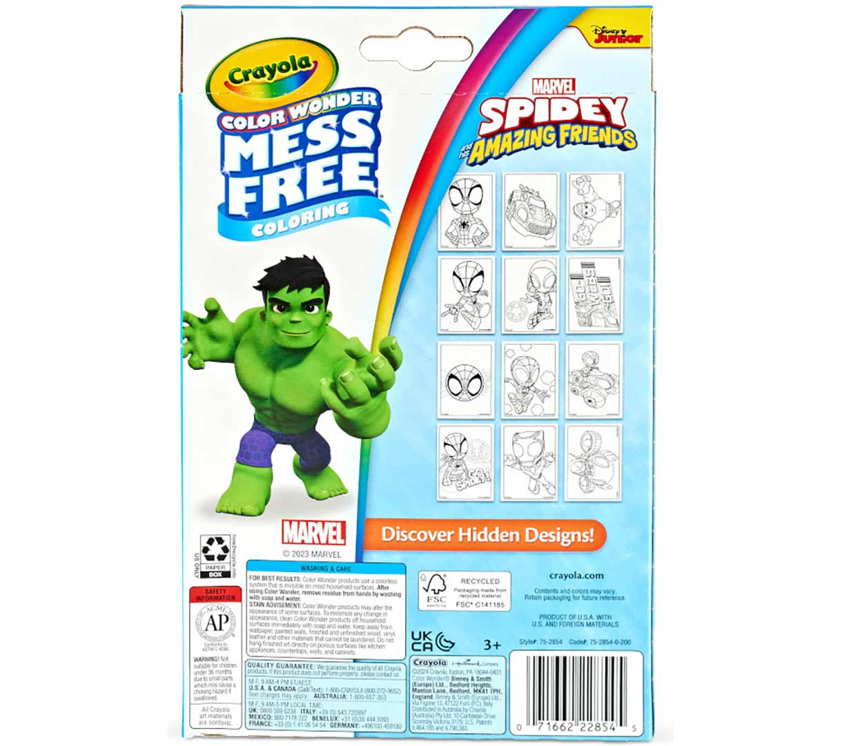 Color Wonder mini box set  Spidey and his amazing friends back view.