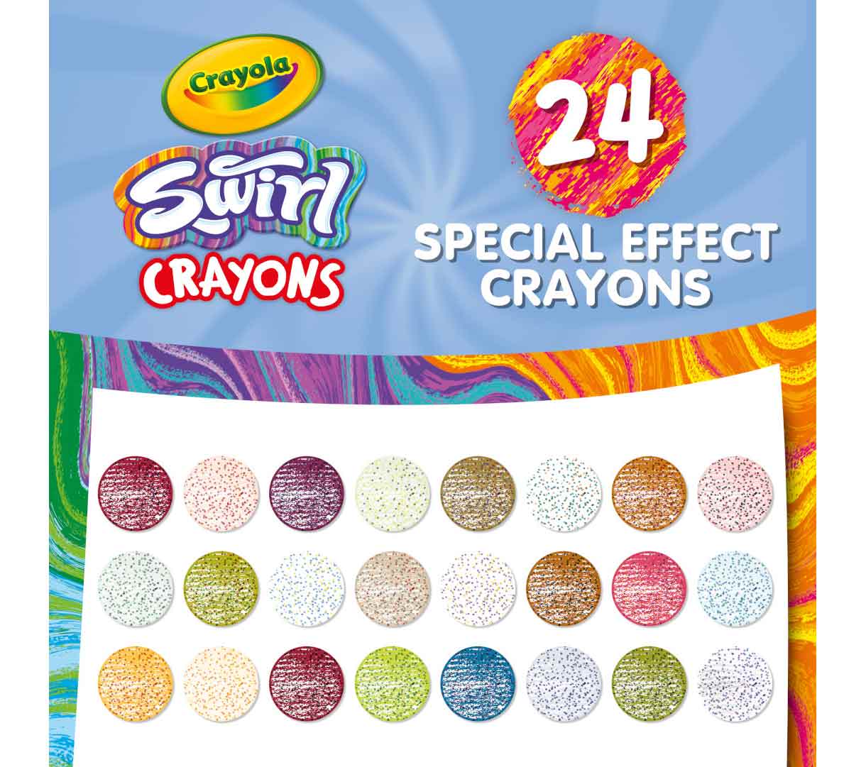 Swirl Crayons  24 count. 24 special effect crayons.