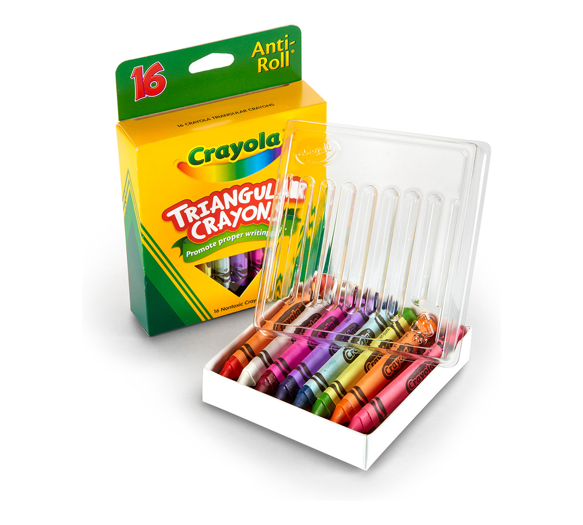 Anti-Roll Triangular Crayons 16 ct.
