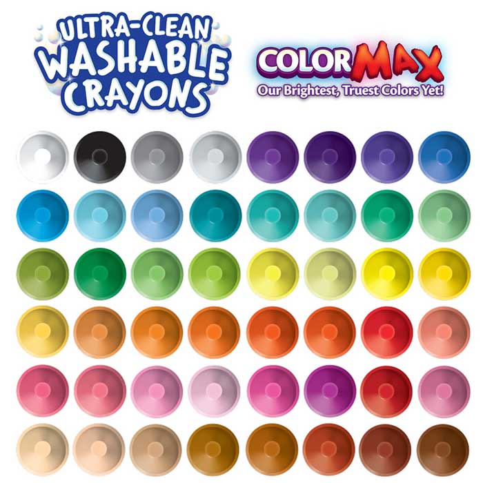 Ultra-Clean Crayons 48 Count. Crayon top view. colormax. Our brightest, truest colors yet!