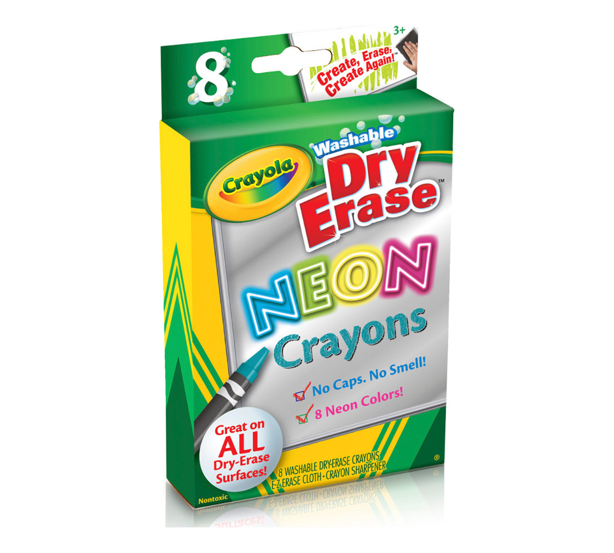 Neon Dry Erase Crayons  8 Count Left Angle View of Package