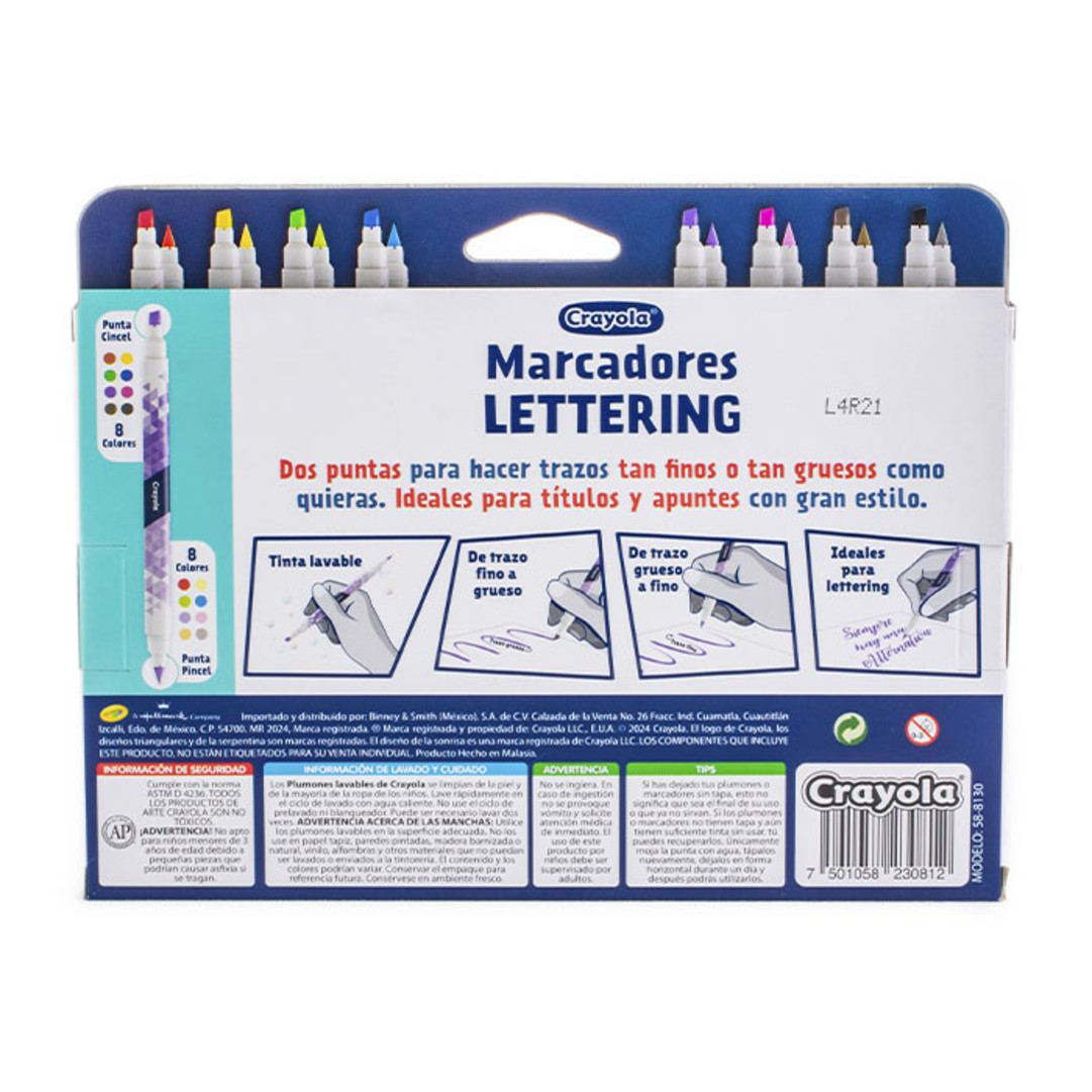 8 Plumones Lettering Back view