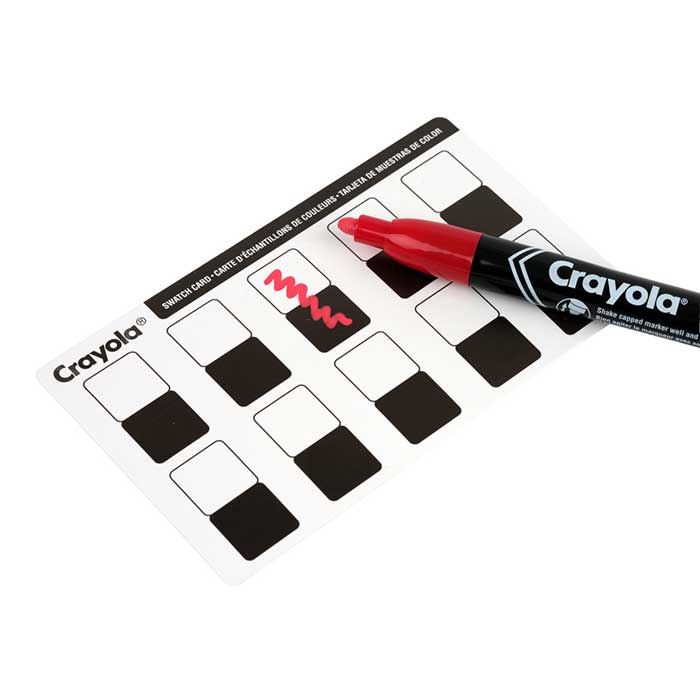 Bullet Tip Acrylic Paint Markers, 10ct. Swatch card and red acrylic paint maker.