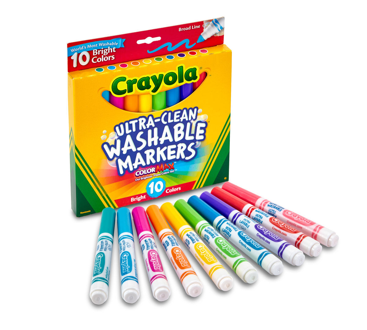 Ultra-clean markers, broad line, bright, 10 count. packaging and contents.