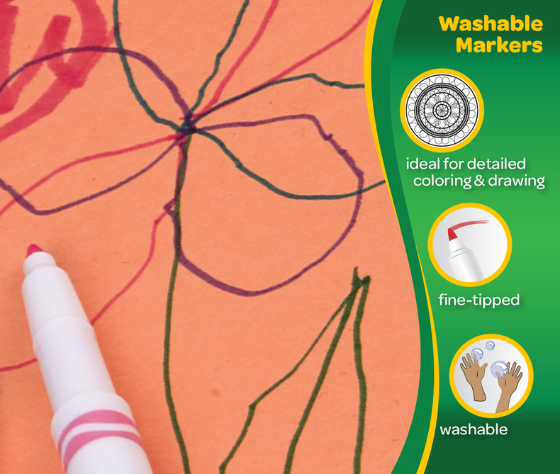 Ultra-clean markers, fine line, 40 count. washable markers. ideal for detailed coloring & drawing. fine tipped. washable.