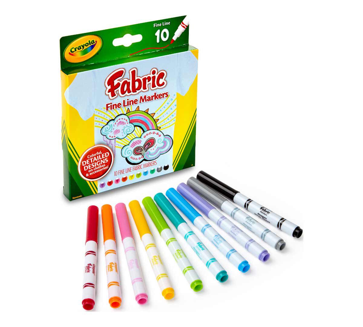 Fabric Markers, fine line, 10 count.  packaging and contents.