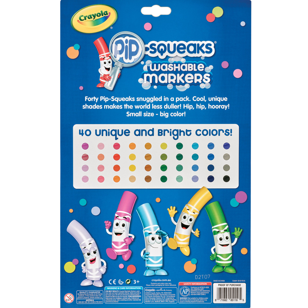 40 Pip-Squeaks™ Markers Back view