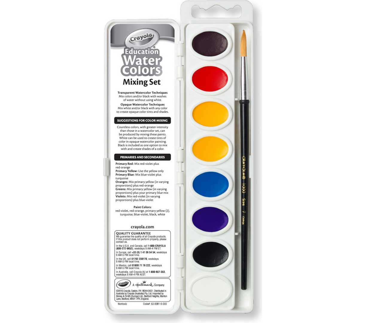 Watercolor mixing set open package