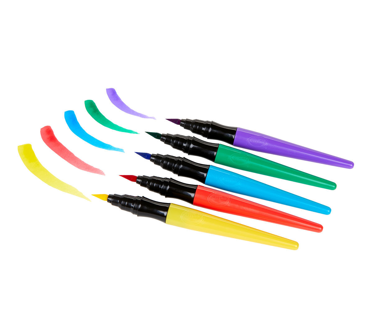 Paint brush pens, classic, 5 count, contents with color swatch.