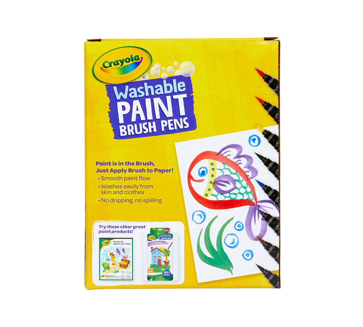 No Drip paint brush pens, 40 count, 8 colors.  back view.