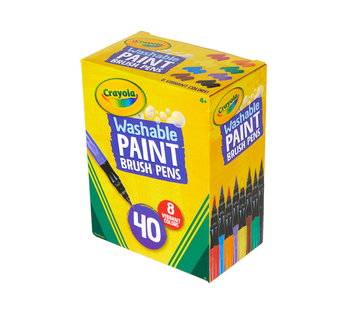 No Drip paint brush pens, 40 count, 8 colors.  right side view.