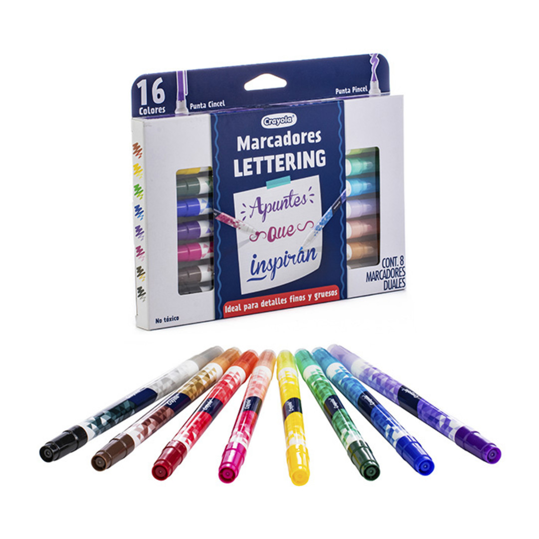 8 Plumones Lettering Packaging with contents