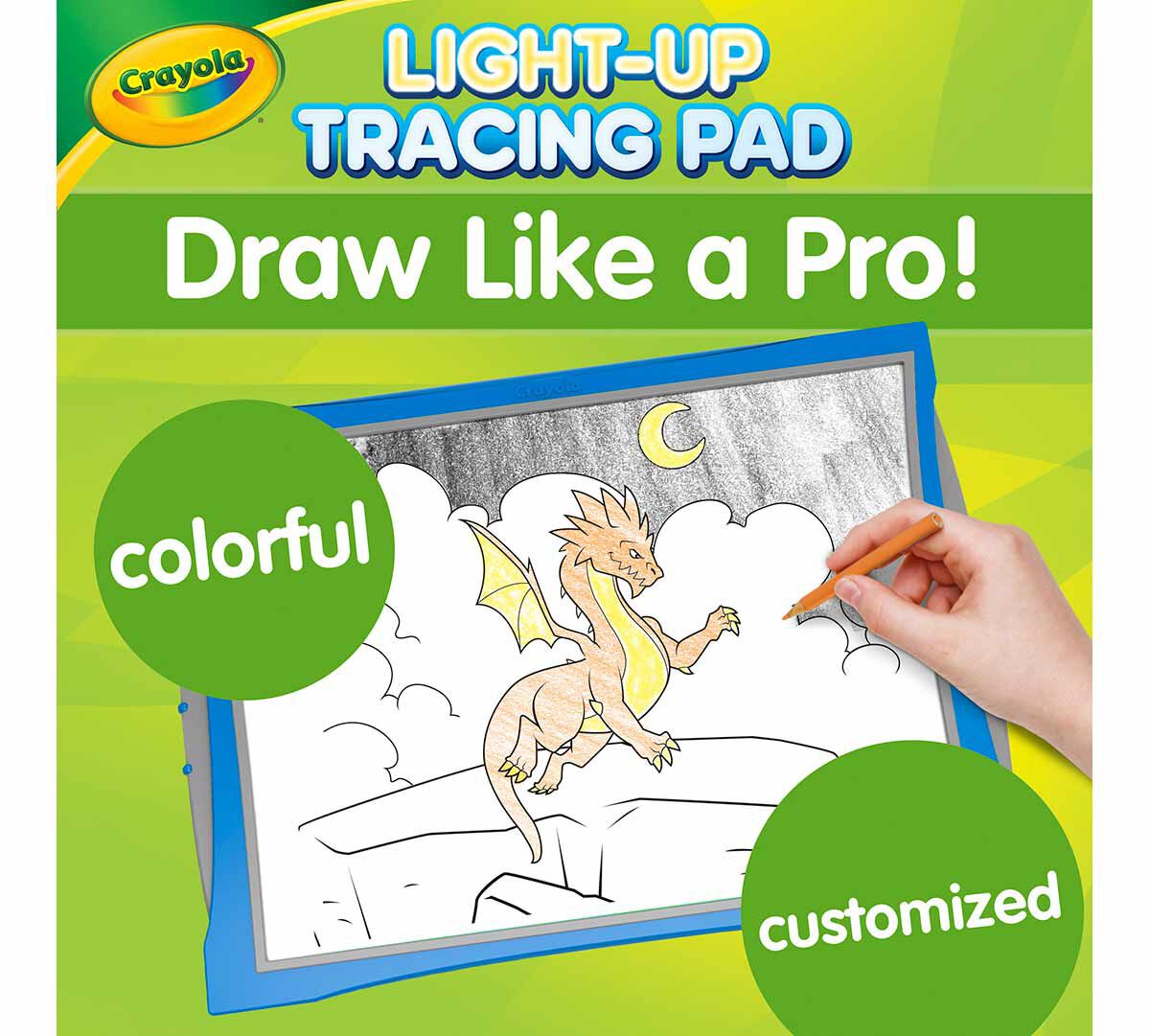 Light-up tracing desk, blue, mythical creatures. draw like a pro! colorful, customized.