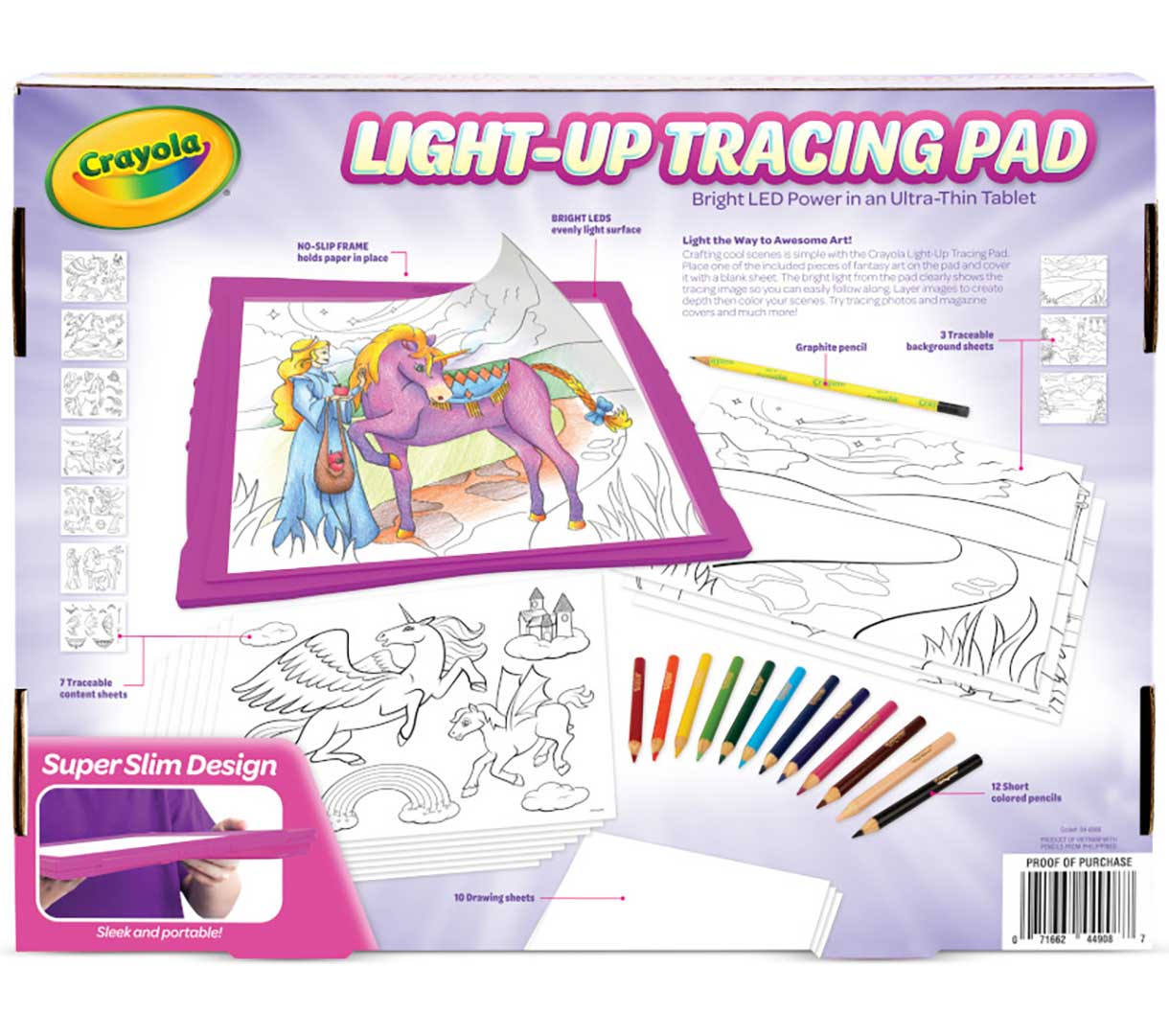 Light Up Tracing Pad  Pink Back of Box