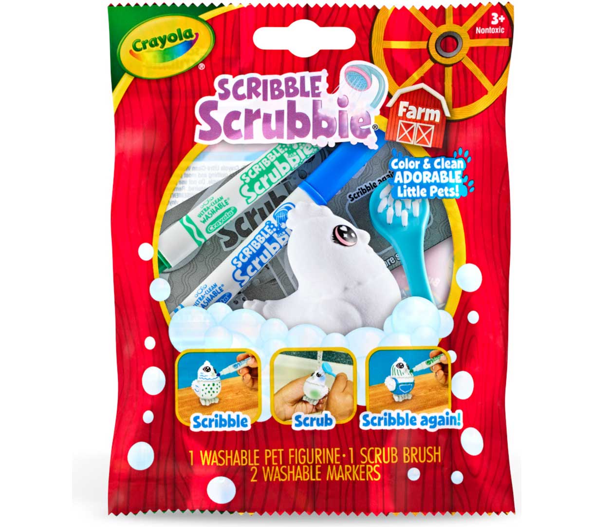 Scribble Scrubbie Farm Animal  1 count. Chuck front view