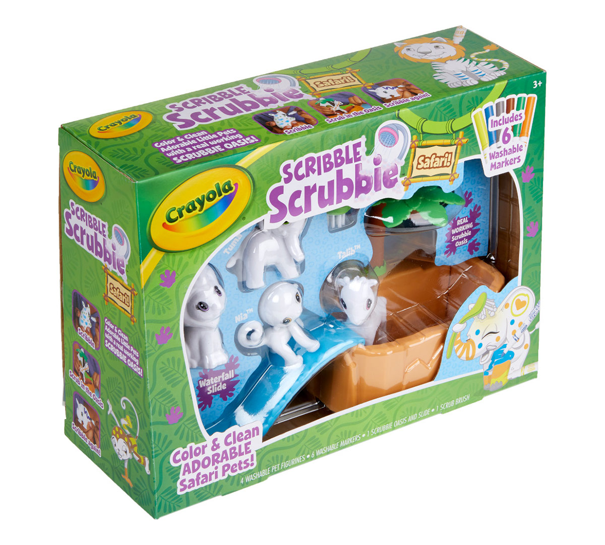 Scribble Scrubbie Pets Safari Tub Set Left Angle View of Box