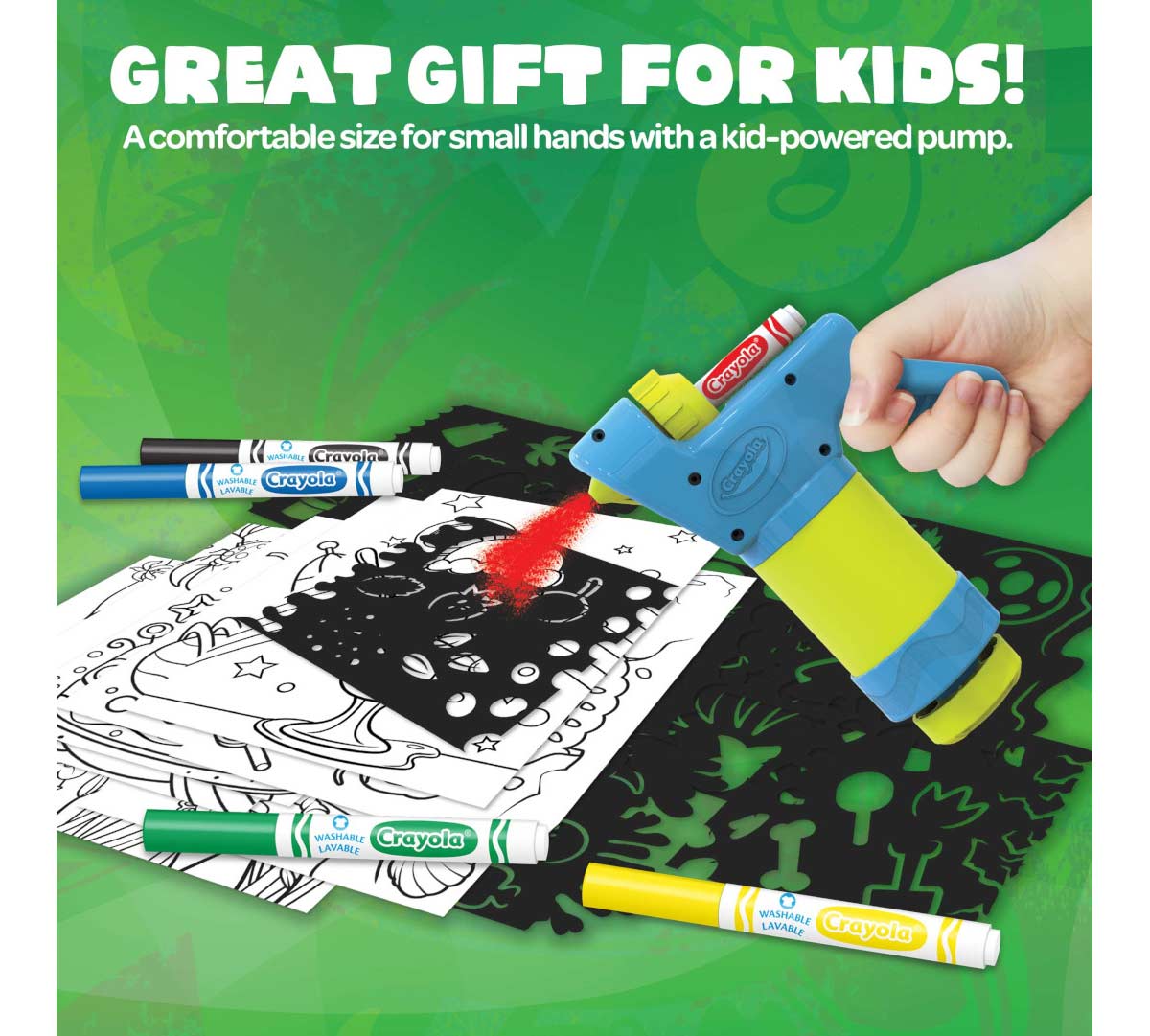 Mini Marker Sprayer. Great gift for kids! A comfortable size for small hands with a kid powered pump.