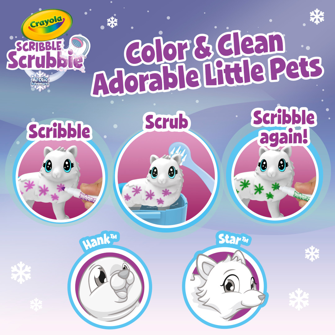 Scribble Scrubbie Arctic Igloo Set. Color and clean adorable little pets. Scribble. Scrub. Scribble