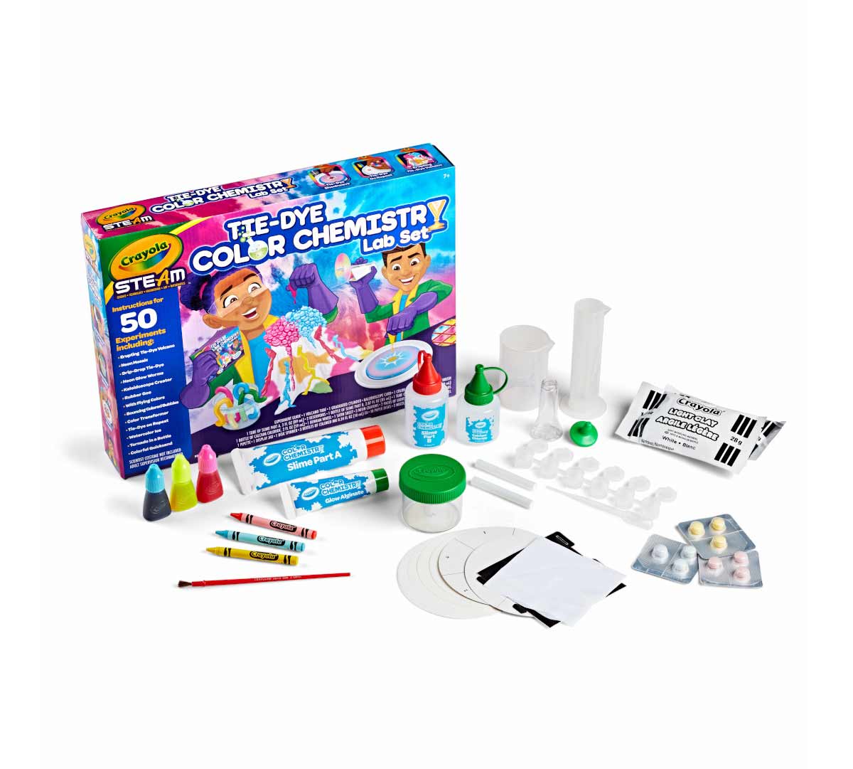 Crayola Tie Dye Color Chemistry Set packaging and contents