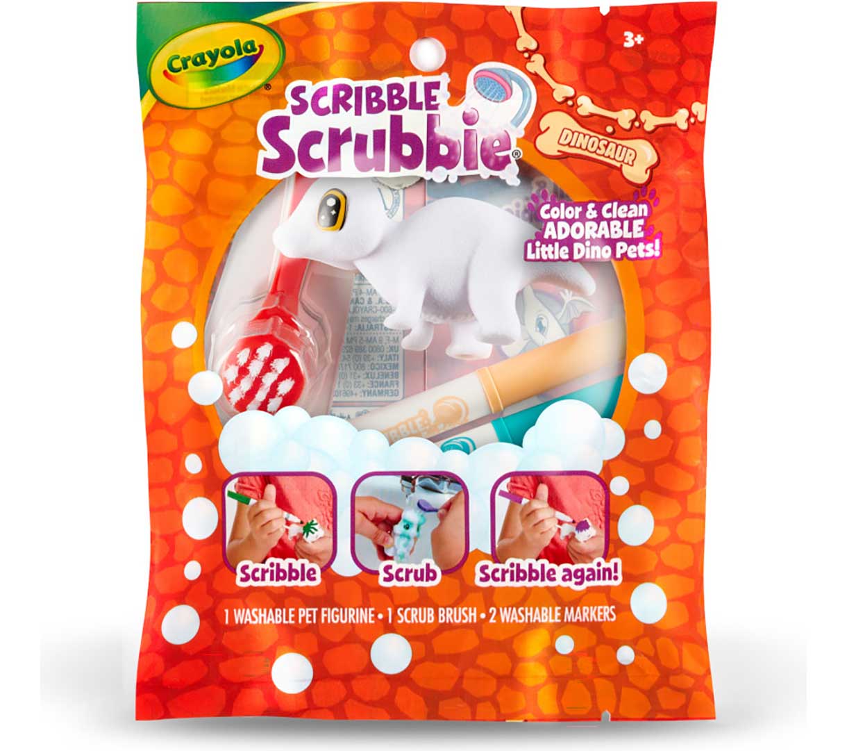 Scribble Scrubbie Dinosaur  1 count Walker front view.