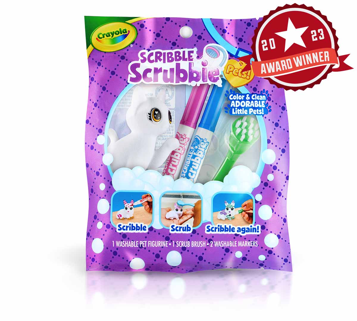 1 count Scribble Scrubbie packaging with 2023 award winner seal.